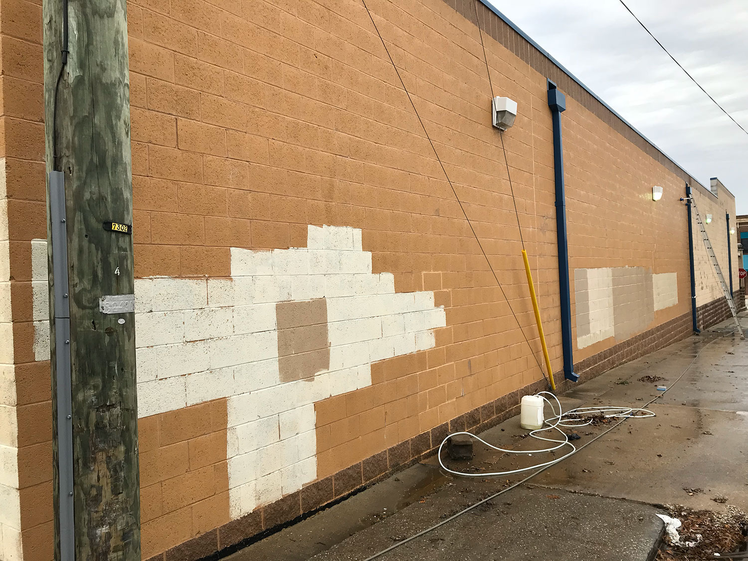 clean pressure washed commercial building exterior wall