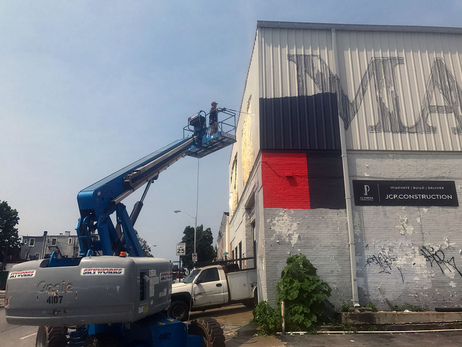 pressure washing a commercial building